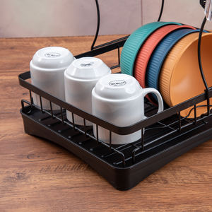 Escorredor de Louça de Metal Preto de 2 Níveis com Suporte para Copos e Talheres, Escorredor de Louça de Bancada para Pratos, Tigelas e Copos - Product Image 5