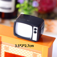 Mini-téléviseurs simulés avec lumière LED pour accessoires de maison de poupée, mini-téléviseurs rétro créatifs, ornements DIY