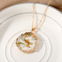 Accessoire de mode époxy véritable fleur pendentif collier Transparent Style pastoral Simple bijoux fleur collier