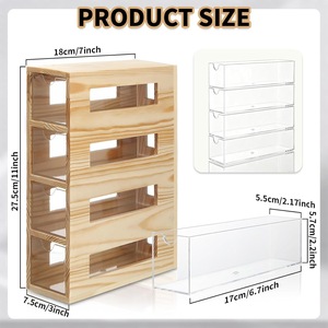 Boîte de rangement en bois avec tiroirs transparents pour sachets de thé, collations, organisateurs de bureau, porte-papeterie, armoire à tiroirs multi-niveaux - Product Image 4