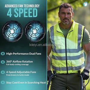 Gilet de refroidissement <span class=keywords><strong>sans</strong></span> manches pour le travail en extérieur, <span class=keywords><strong>veste</strong></span> réfléchissante avec logo personnalisé, vêtement climatisé, gilet avec ventilateur de refroidissement - Product Image 3