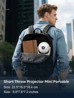 Projecteur LED intelligent portable rechargeable CRE O1 720P compatible 4K avec haut-parleurs intégrés, Wi-Fi, design mini pour home cinéma