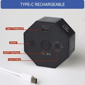 ตัวจับเวลาแบบดิจิตอล Pomodoro Flip Cube ตั้งเวลาล่วงหน้าได้ นับถอยหลังได้ สำหรับเด็ก ห้องเรียน การเรียน การทำงาน โรงเรียน ครัว - Product Image 4