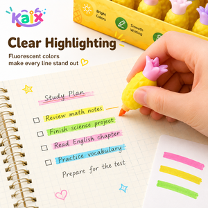 Surligneurs fluorescents mignons <span class=keywords><strong>en</strong></span> forme d'ananas KAIX, pointe biseautée, couleurs vives, pour notes d'étudiant (vente <span class=keywords><strong>en</strong></span> gros) - Product Image 3