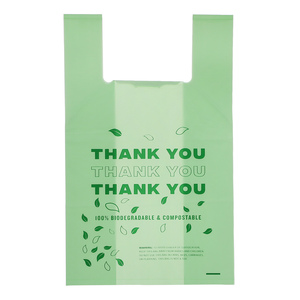 Manufacture Supply Custom Thickness PLA Compostable Biodegradable Vest Bag Hot Stamping for Supermarket Exhibition Custom Logo