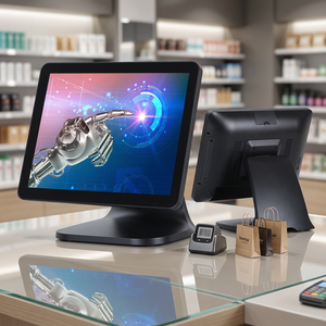 เครื่อง POS หน้าจอสัมผัสขนาด 15 นิ้ว พร้อมเครื่องสแกนบาร์โค้ด เชื่อมต่อ Wi-Fi โครงสร้างพลาสติก ระบบปฏิบัติการ Windows - Product Image 1