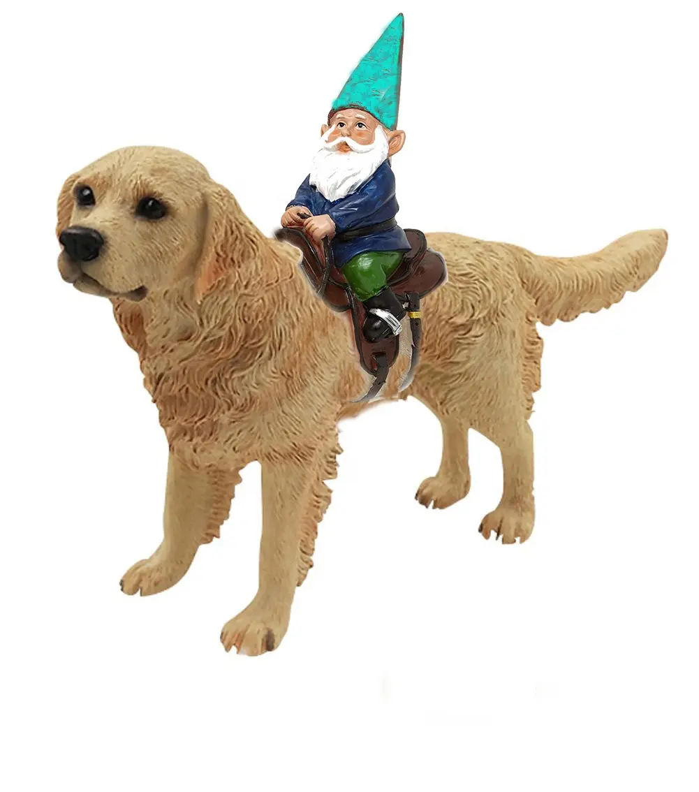Patung Gnome dan Anjing.