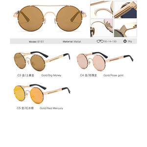 MS 8151 <span class=keywords><strong>Gafas</strong></span> de Sol <span class=keywords><strong>Redondas</strong></span> Steampunk de Metal Vintage con Resorte Personalizado para <span class=keywords><strong>Mujer</strong></span>, Gran Venta - Product Image 6