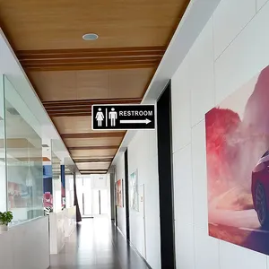 Nhà sản xuất tùy chỉnh hai mặt kim loại nhà vệ sinh dấu hiệu, nhôm phòng tắm dấu hiệu cho nhà và văn phòng - Product Image 6