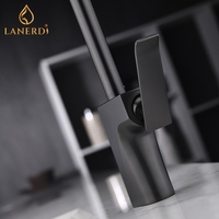 Robinet de cuisine moderne en laiton noir à col long gris métallique de luxe pour la maison, monté sur le pont