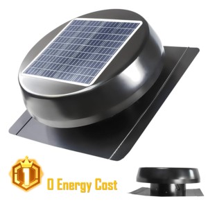 Ventilateur solaire pour grenier étanche IP68 25W avec moteur sans balais 65W, ventilateur d'extraction de toit résidentiel de 14 pouces pour l'extraction de chaleur domestique - Product Image 2