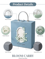 Boîte cadeau de mariage rétro en similicuir imprimé quatre couleurs avec fermeture magnétique portable et décoration florale stéréo