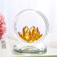 Figurine en verre de lotus en cristal, panier de fleurs, ornement de collection pour la décoration de table à la maison