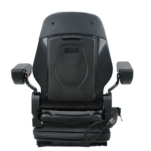 Black Pvc Foldable Backrest Adjustable Construction Forklift Dump Truck Seat With Suspension Retractable Safety Belt