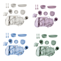 Vente en gros d'ensemble de repas en silicone pour bébés et enfants tasse d'entraînement bavoirs et bol cuillère assiette pour l'alimentation de bébé