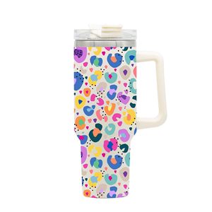 Stainless Steel Tumbler 40oz Leopard Print <b>Insulated</b> Handle Travel <b>Mug</b> - Product Image 3