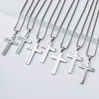 Collier en acier inoxydable de haute qualité, personnalisé, en gros, avec croix, bijoux religieux chrétiens, inspiré de la foi biblique