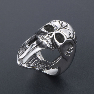 Punk Series Tongue Out Skull <b>Ring</b> Halloween Men's Jewelry <b>Titanium</b> Steel SA897 - Product Image 2