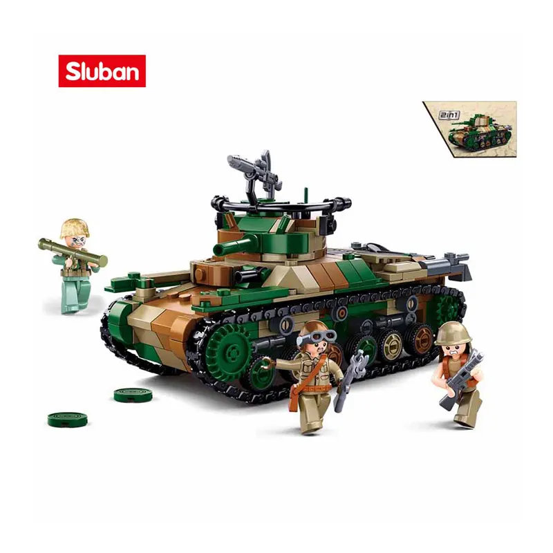 Sluban Building Blocks Military Series M38-B1107 Type 97 Medium Tank Educational DIY Toys Child Exquisite Gift Toys