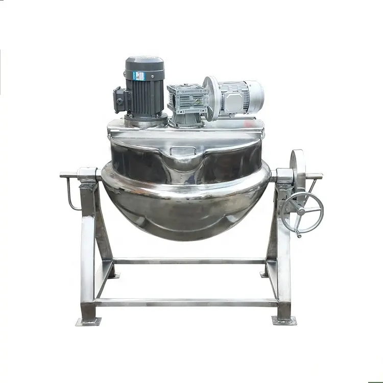 Stainless Steel Industrial Tilting Type Jam Steam Heating Double Jacket Kettle Cooker With Agitator/Mixer