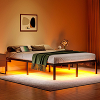 Offre Spéciale : Cadre de lit simple en fer avec éclairage, lit en fer de 2 mètres pour location, idéal pour chambre principale ou double.