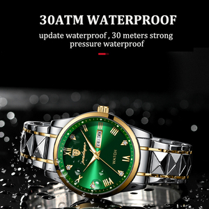 Poedagar Top marque de luxe mode en acier inoxydable cadran vert montre hommes étanche lumineux <span class=keywords><strong>semaine</strong></span> Date Sport montre-bracelet à Quartz - Product Image 2