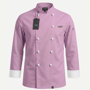 Chaqueta de cocina de manga larga de tela para restaurante, abrigo de chef, diseño moderno, uniforme de chef profesional, ajuste cómodo y suave - Product Image 1