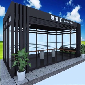 ห้องน้ำเคลื่อนที่สมัยใหม่ พร้อมที่บุหรี่  พื้นที่พักผ่อนสาธารณะกลางแจ้ง พร้อมม้านั่งและถังขยะสีเขียว ดีไซน์ทรงสี่เหลี่ยม - Product Image 3