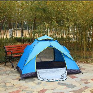 Tente de plage double entièrement automatique pour 3-4 personnes, imperméable, pour le camping en plein air, avec panneaux en bambou épaissis - Product Image 4