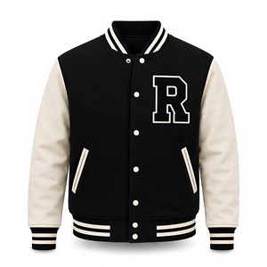 Blouson universitaire unisexe personnalisé rouge et blanc, style Letterman, avec patchs en chenille, streetwear universitaire Y2K, coupe oversize, Vin Front - Product Image 1