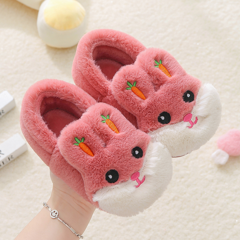 girls shoes children kids baby toddler cute house fur slippers winter warm animal shape rabbit girls fleece sandals wholesale