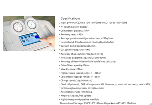 Estación <span class=keywords><strong>de</strong></span> Servicio <span class=keywords><strong>de</strong></span> Aire Acondicionado para Vehículos Híbridos o Eléctricos con Función COR (Recuperación <span class=keywords><strong>de</strong></span> Aceite del Compresor) para <span class=keywords><strong>R134A</strong></span> - Product Image 5