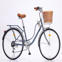 Bicicleta Eléctrica de 28 Pulgadas en Oferta, Nuevo Estilo, Bicicleta Urbana Económica para Mujer, 21 Velocidades, Cuadro de Acero, Horquilla de Aleación de Aluminio