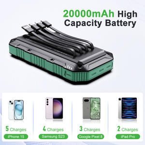 Power Bank <span class=keywords><strong>Solare</strong></span> Portatile <span class=keywords><strong>da</strong></span> 20000mAh, Impermeabile, Design Compatto, Doppio Ingresso USB e Type-C per Viaggi Internazionali e Campeggio - Product Image 3