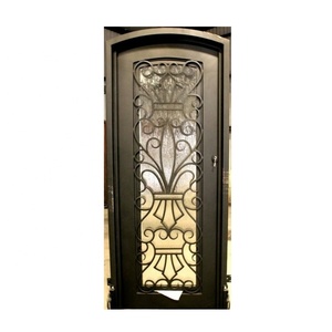 Puertas de patio de seguridad de hierro forjado frontal diseño de puertas de entrada frontal abiertas dobles de hierro forjado para Villa y casa - Product Image 4