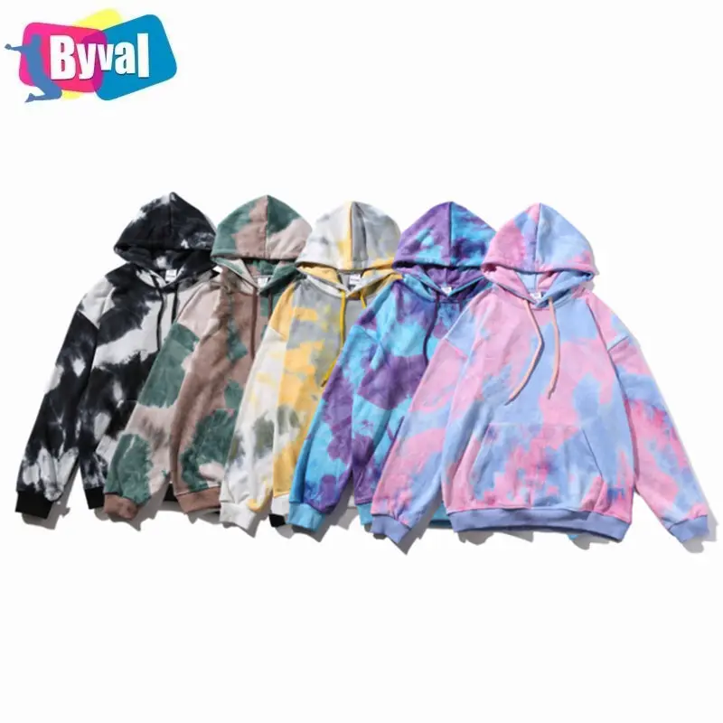 Kunden spezifische Hooded Tie Dye Hoodies Herren Übergroße Sweatshirts Unisex Streetwear Baggy HipHop Hoodies Sweatshirts Herren bekleidung