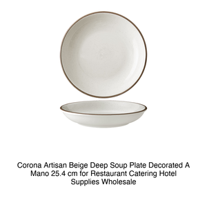 Assiette creuse artisanale beige Ø 25,4 cm décorée à la main Corona - Product Image 2