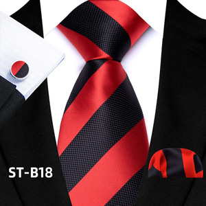 Conjunto de Gravata Masculina de Luxo 8cm para Negócios, Jacquard Preto e Dourado Listrado Xadrez Paisley, Lenço de Bolso e Abotoaduras, Presente para Casamento e Negócios - Product Image 5