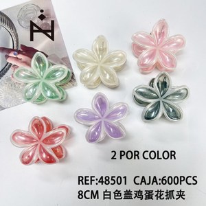 Fermaglio per capelli a forma di fiore di frangipani, 8 cm, bianco, per donna, accessori per capelli - Product Image 3