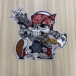 Wholesale custom diy fashion large size cartoon skull iron on embroidery patches applique