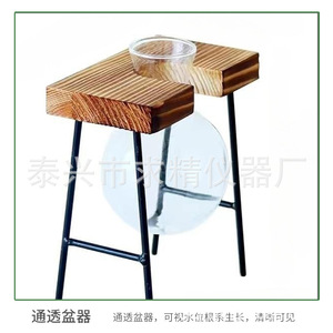 Creative Hydroponic Glass Ball Vase With Wooden <b>Stand</b> For <b>Desktop</b> Plant Decoration Transparent Eco-Friendly Design - Product Image 3