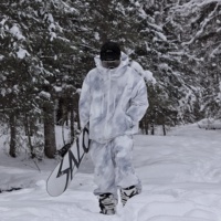 Combinaison de ski blanche et grise imprimée, respirante, résistante à l'abrasion, doublée polaire, imperméable, coupe-vent, ample et oversize