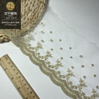 LEIXUSI 13cm Bordure en dentelle fil doré et argenté, broderie en maille métallique pour robe de mariée, ourlet de jupe, accessoires vestimentaires