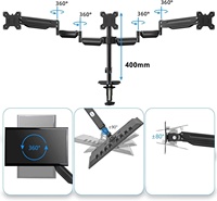 MD8003 17 "-32" 10kg Ressorts à gaz économiques Triple bras de moniteur Support de bureau 3 supports d'écran Support pour ordinateur Support VESA