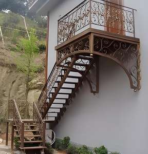 Fábrica aço estrutura escada rolante soldagem ao ar livre fogo ferro escada interior aço escada - Product Image 3