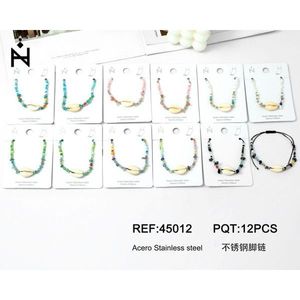 Cavigliera con conchiglie in acciaio inossidabile, set da 12 pezzi, gioielli alla moda da donna - Product Image 1