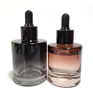 Thick Bottom <b>Dropper</b> <b>Bottles</b> Amber Ombre 1 oz 30 ml Refillable Serum Oil Black Glass <b>Dropper</b> <b>Bottle</b> with Gold <b>Dropper</b> - Product Image 3