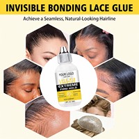 Kit de colle imperméable pour perruques à dentelle, adhésif à forte tenue avec applicateur en silicone et bande élastique pour perruques à dentelle frontale, ensemble de quatre pièces