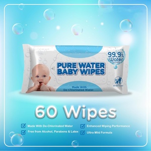 Lingettes humides pour bébé, marque privée, 60 pièces, eau pure nettoyante douce pour le visage <span class=keywords><strong>et</strong></span> les <span class=keywords><strong>mains</strong></span> - Product Image 4