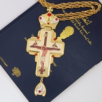 Collier d'icônes d'église orthodoxe classique doré évêque européen pasteur jésus UV imprimé poitrine croix mascotte de pâques religieux priant